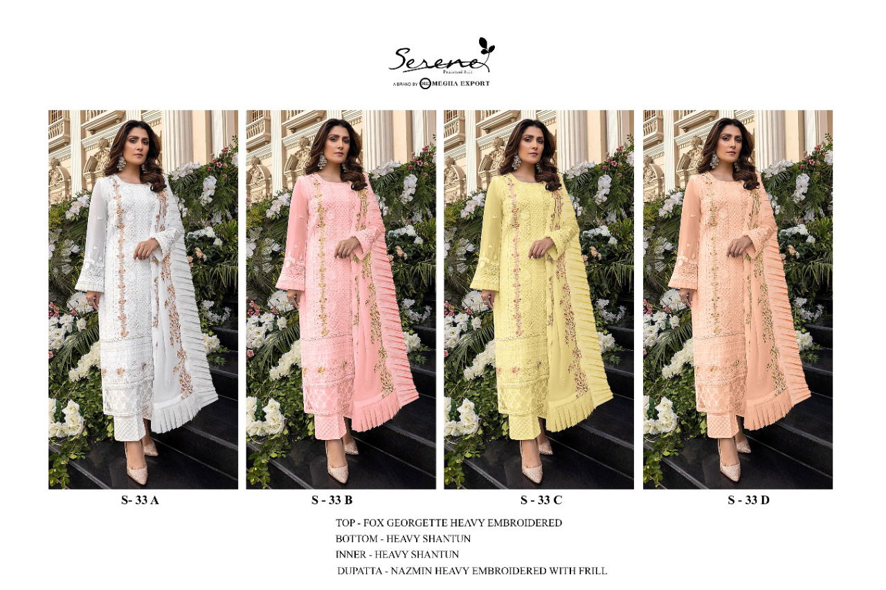 Serene S 33 Fancy Festive Wear Georgette Pakistani Salwar Kameez Collection
